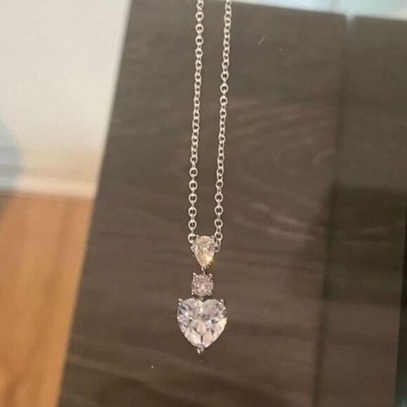 The 2 ct Heart Cut Pendant 14K White Gold Finish in 925 - Picture 5 of 6